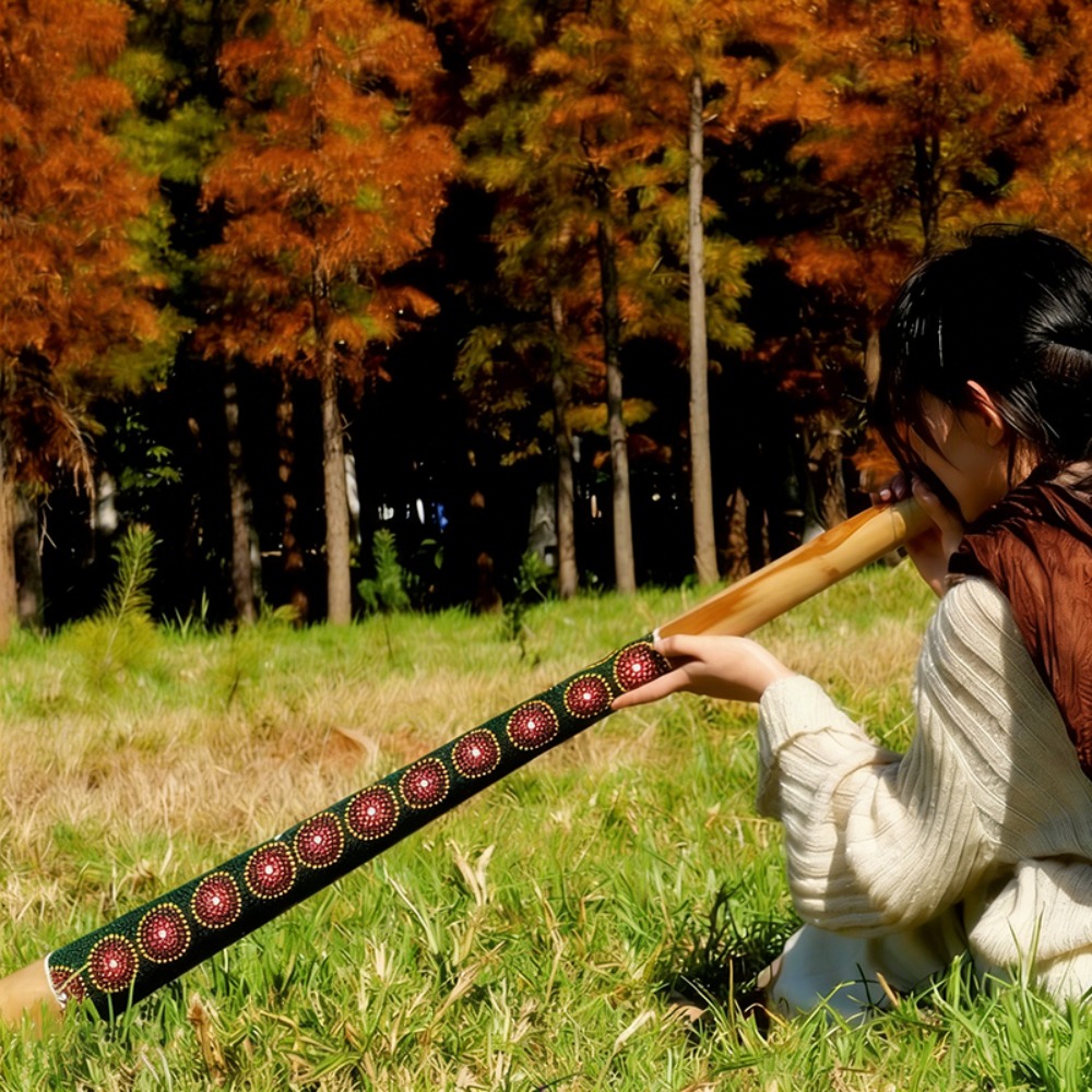 Musical Instrument Didgeridoo - Teak Didgeridoo Geschilderd 100/120/130/150cm Geluidstherapie Houtskoolgebrande