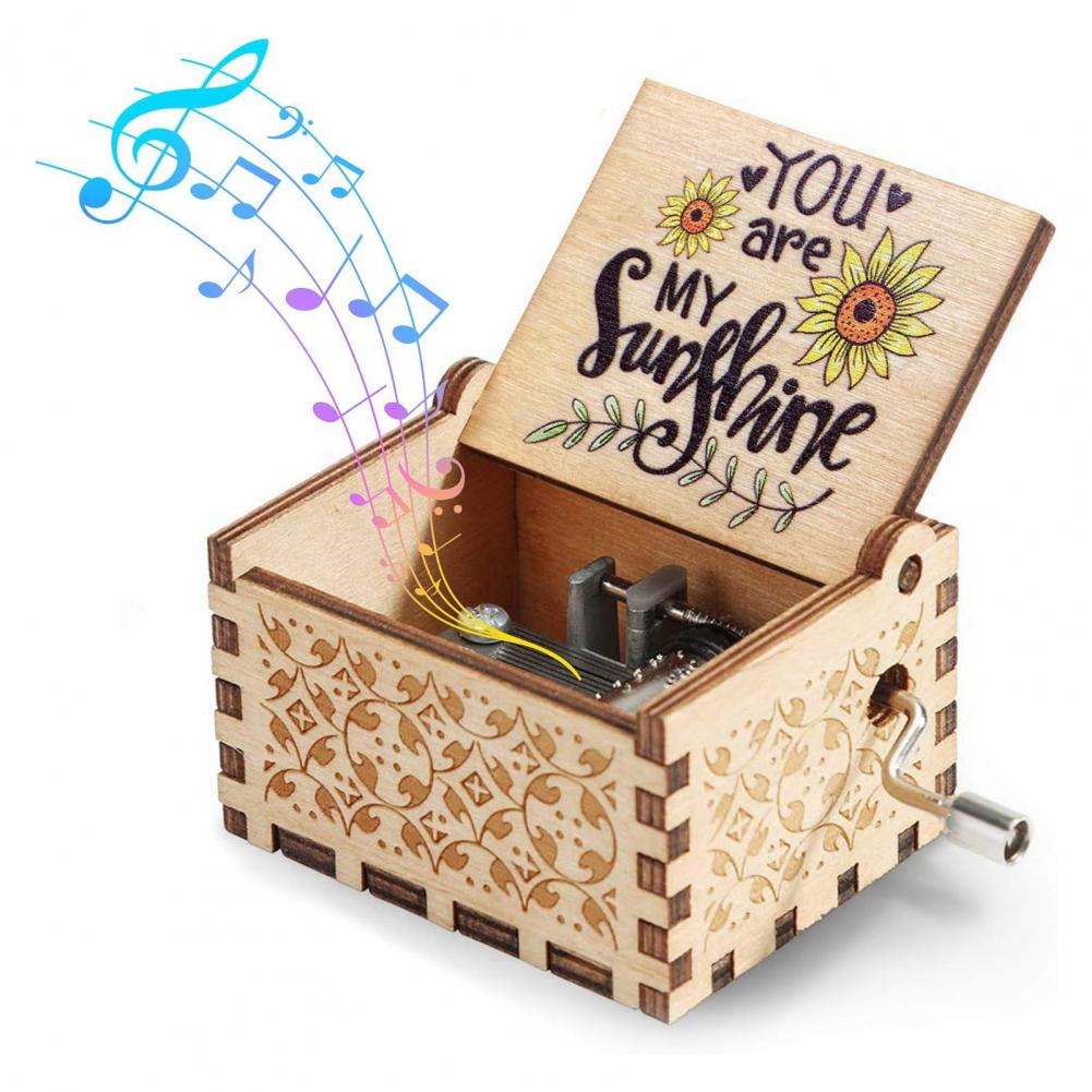 Musical Instrument Cajon - 6.4*5.2Cm Mini Muziekdoos Roterende Handgreep Houten