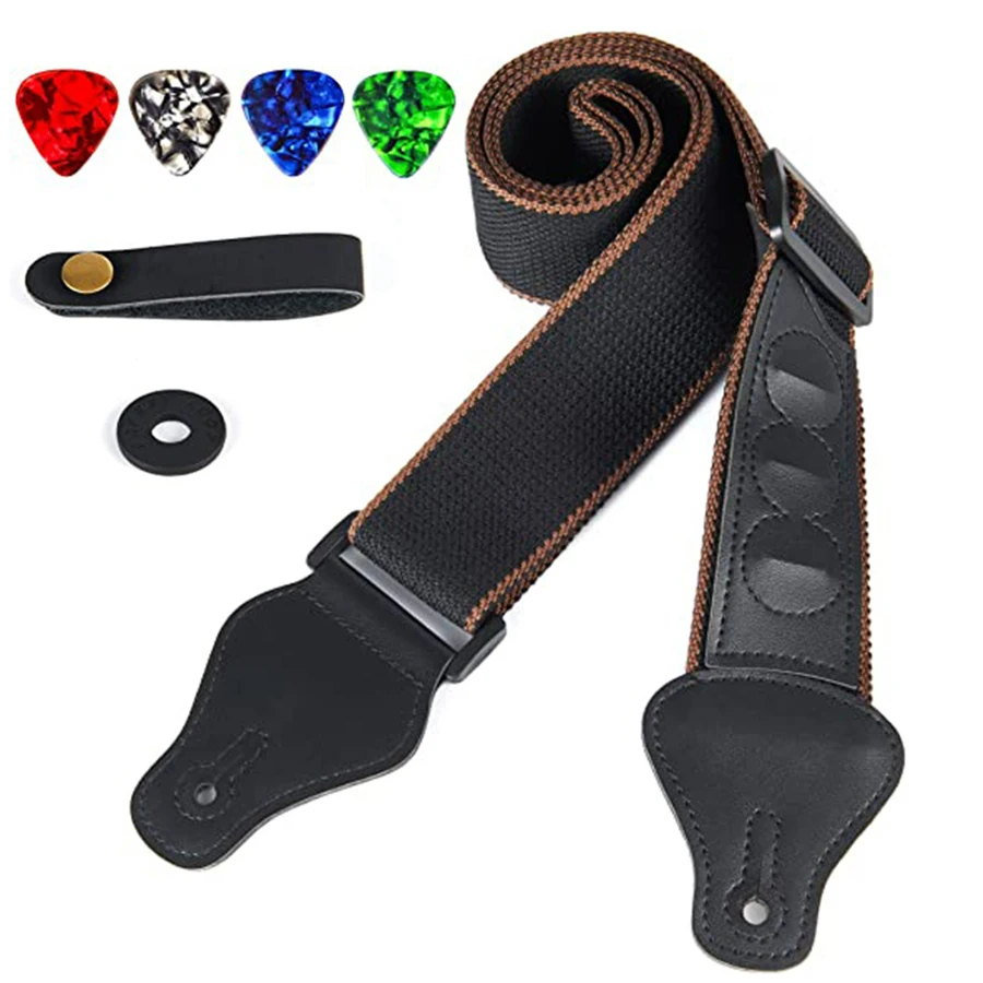 Musical Instruments Easy - 7 stks/set Gitaarband Zwart PU Leer
