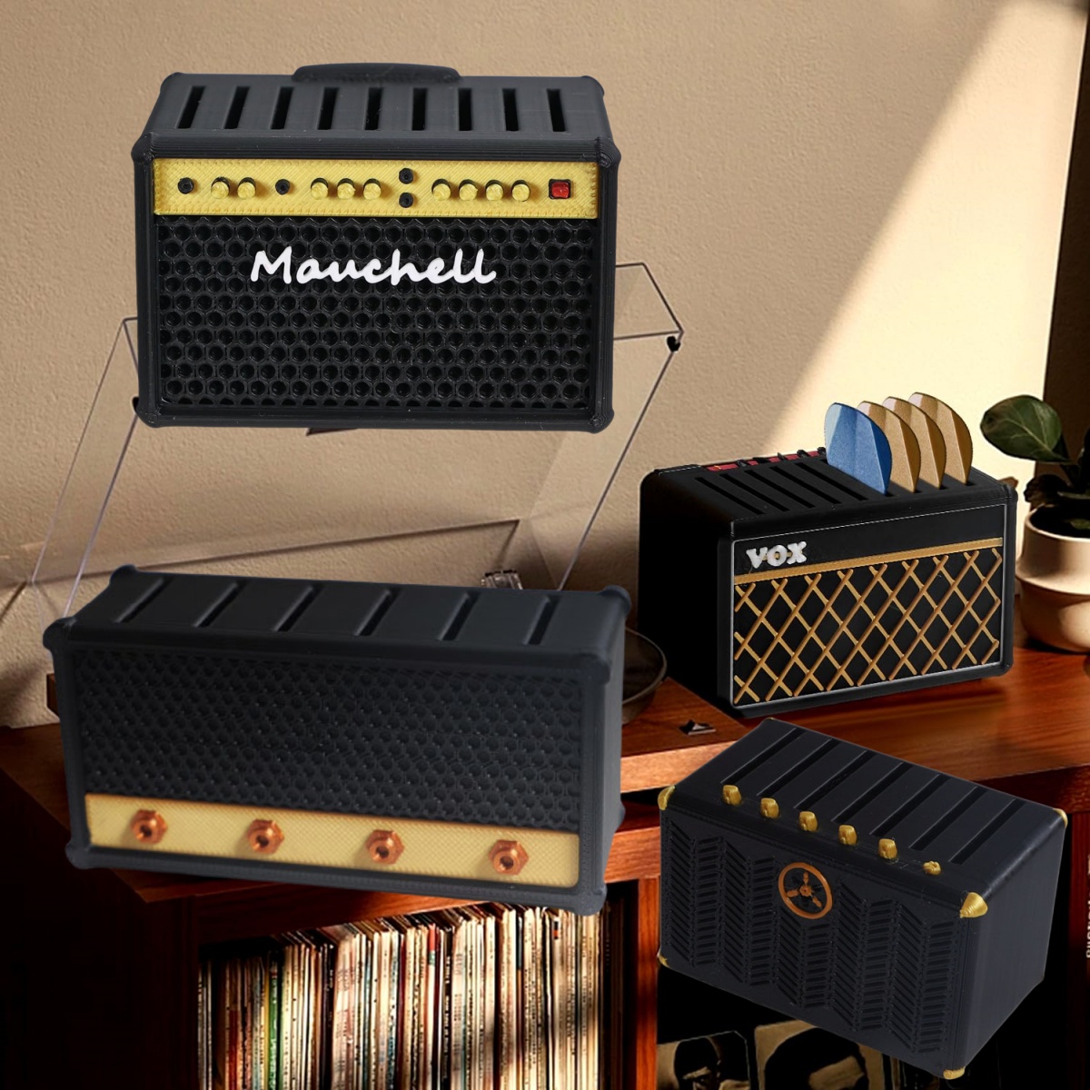 Musical Instrument Cajon - Gitaarplectrumhouder, 3D-geprinte Amp-luidsprekerplectrumhouder / luidsprekervormontwerp voor